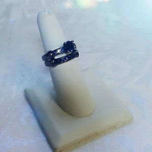 10 KT; 2- PIECE SAPPHIRE GEMSTONE RING SET;S-6.75